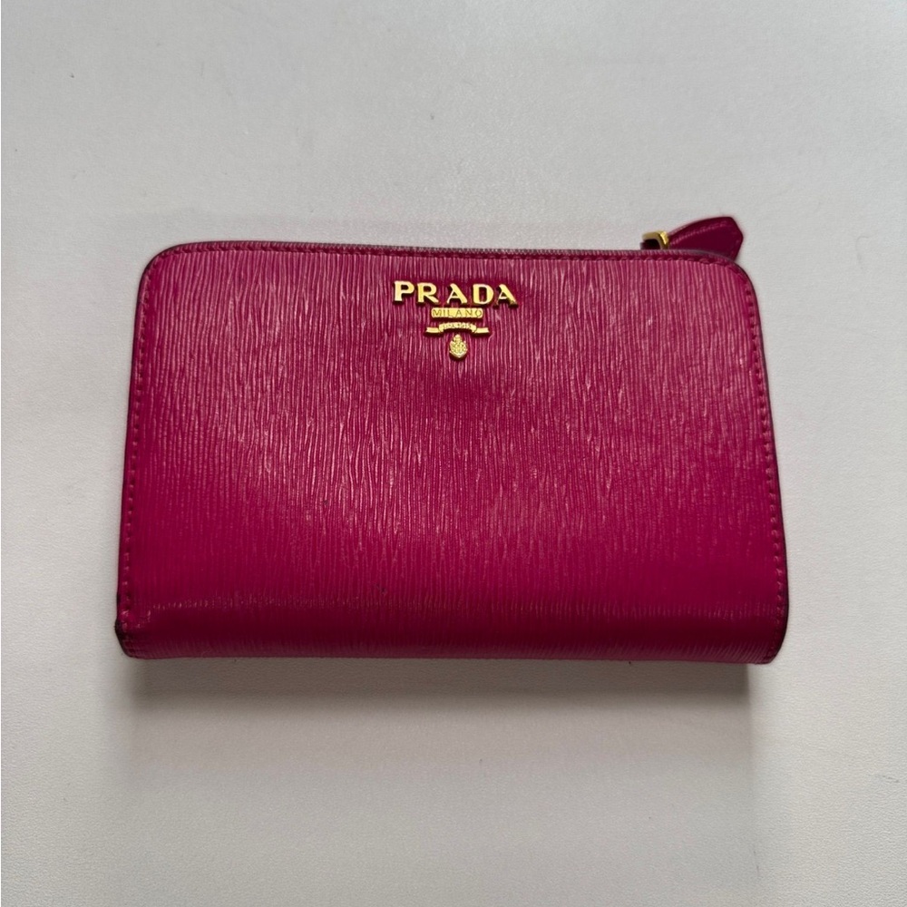 Prada Fuchsia Wallet with Gold Accents